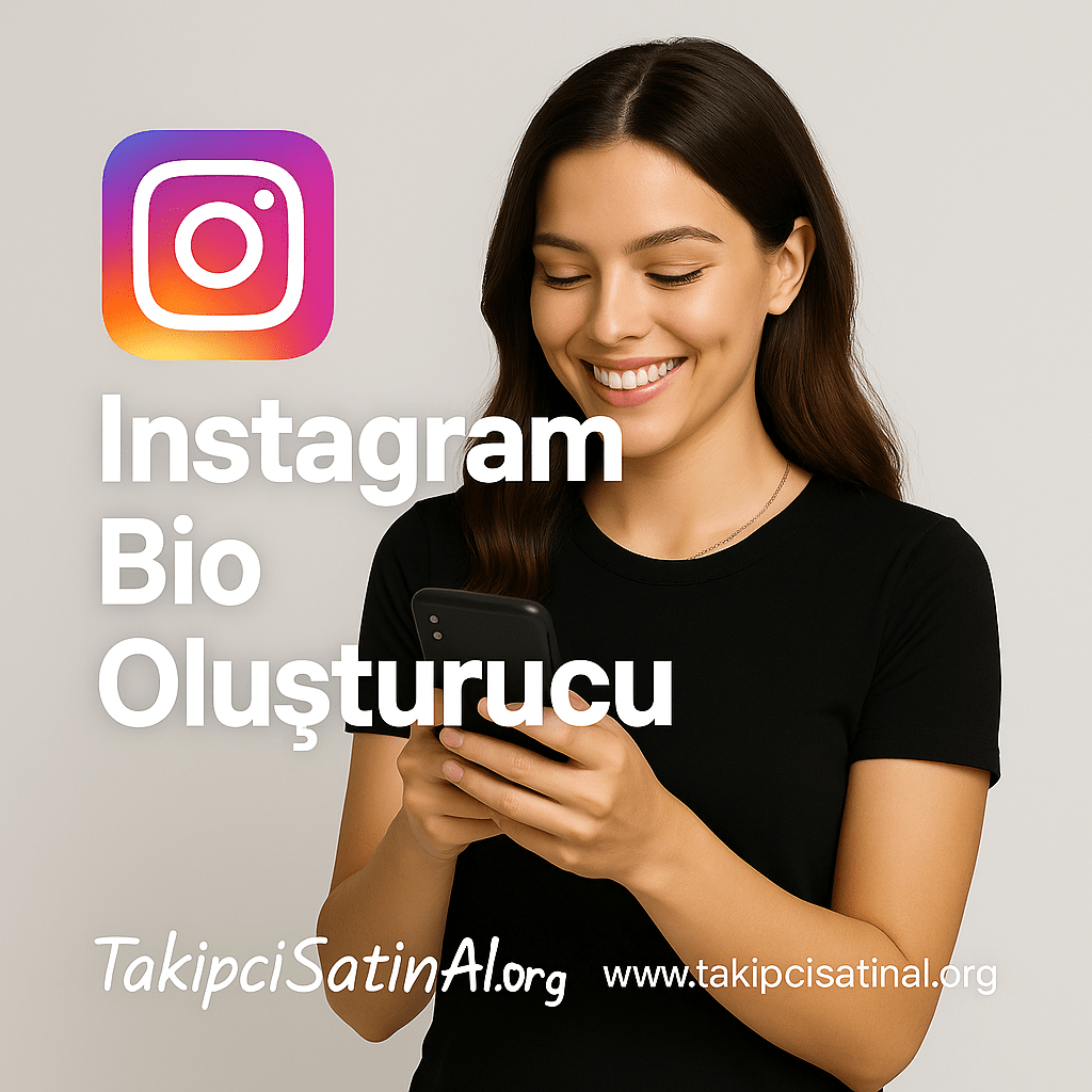 Instagram bio oluşturan genç türk kızı telefona bakıyor instagram logosu ile beraber