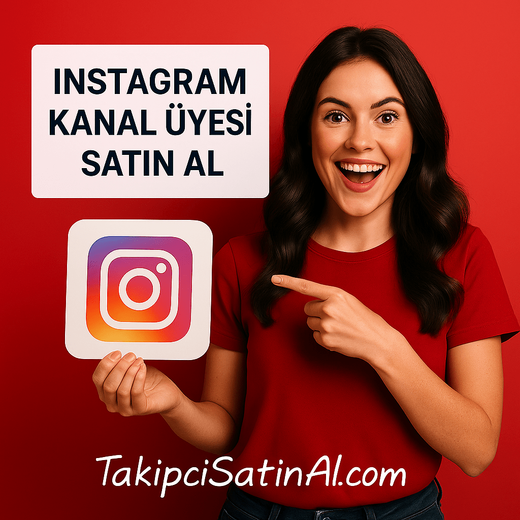 instagarm kanal üyesi satın al panosu genç kız ve önünde duran instagram logosu.
