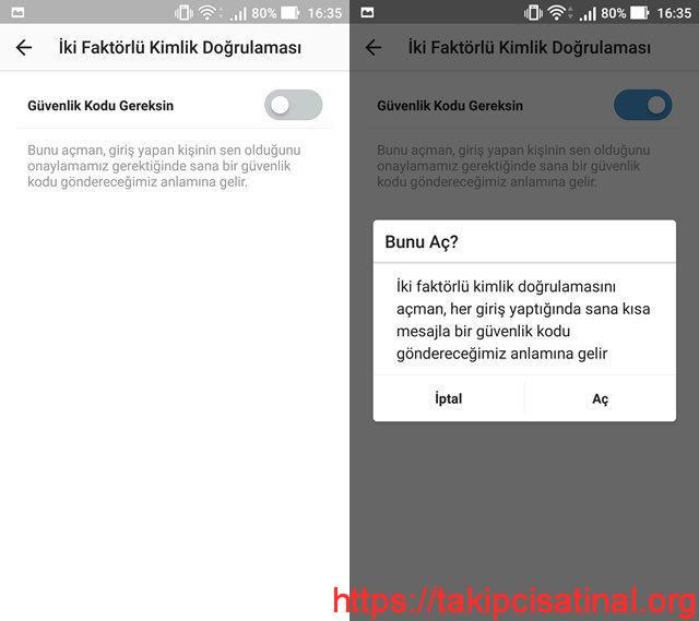 Instagram İki Faktörlü Doğrulama